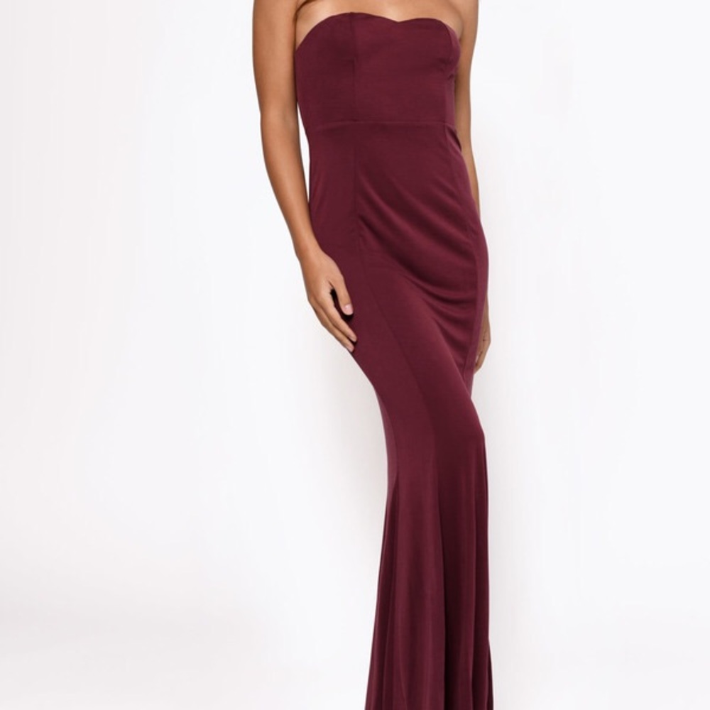 Tobi Burgundy Strapless Maxi Dress